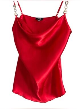 Nicole Miller Red Satin Cowl Neck Camisole - Size Medium